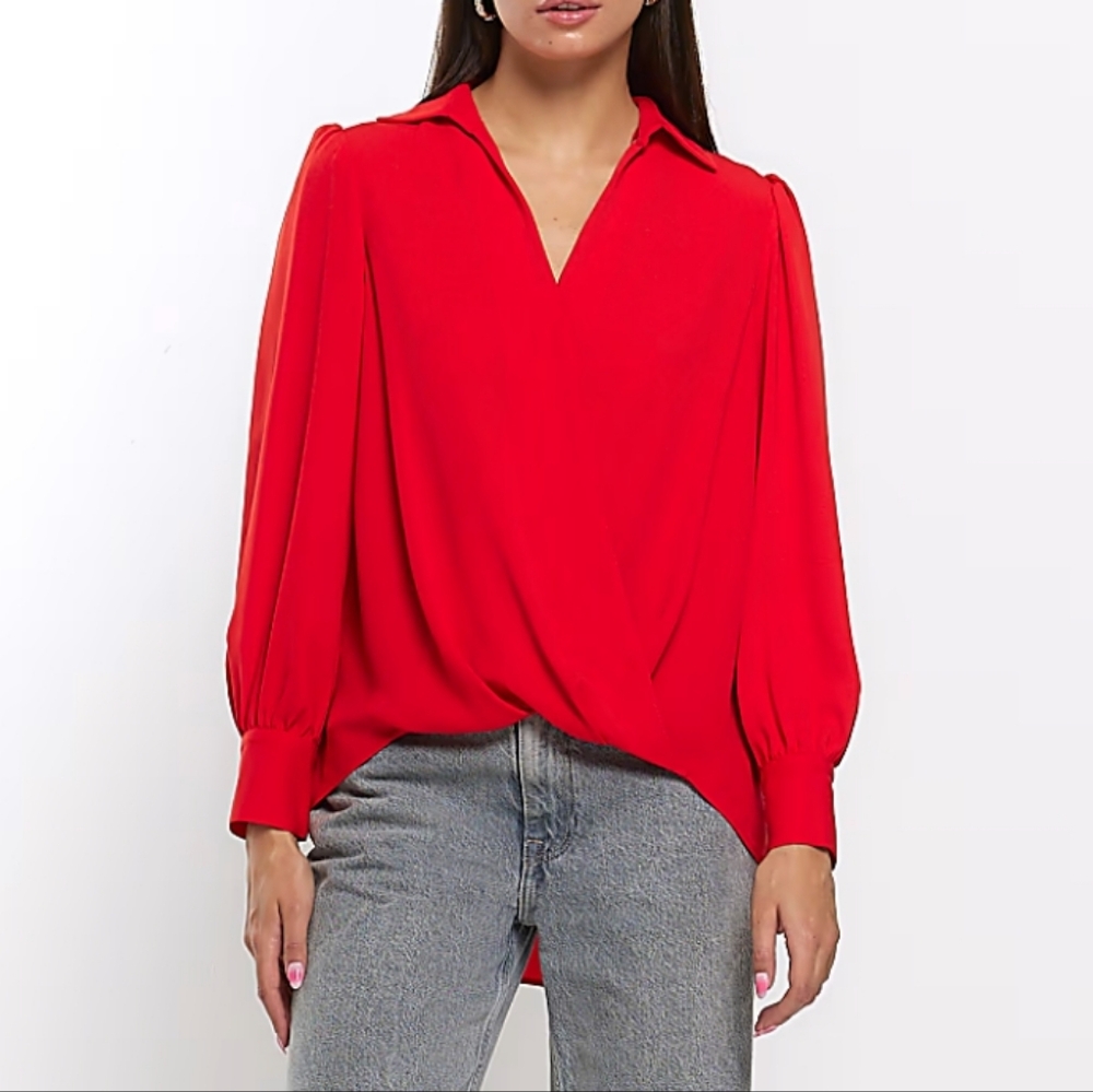 ⭐️ Host Pick⭐️Ness | Red High Low Hemline Blouse  NWT